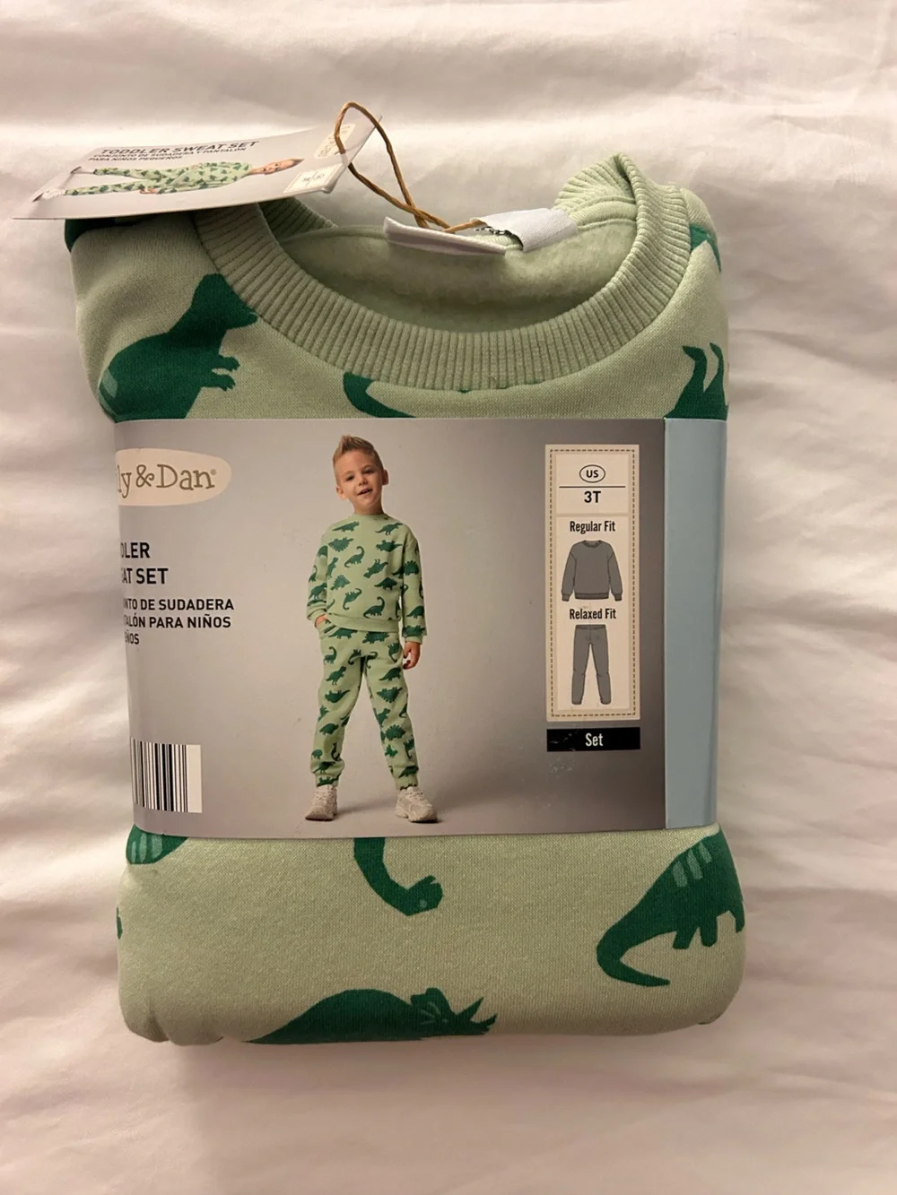 Lily & Dan Toddler Sweat Set Green Dinosaur - 3T